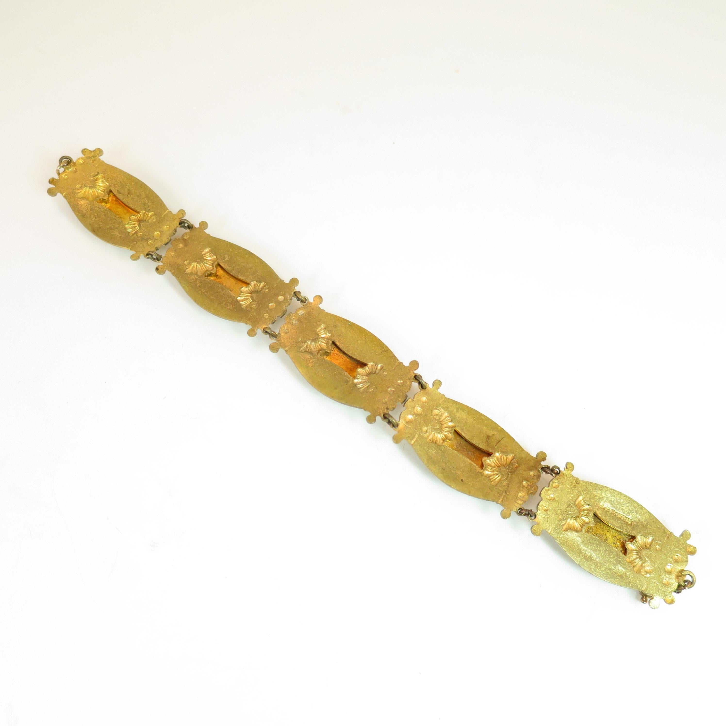 Art Deco Czech Egyptian Revival Snakeskin Glass Bracelet 1920s For Sale 8