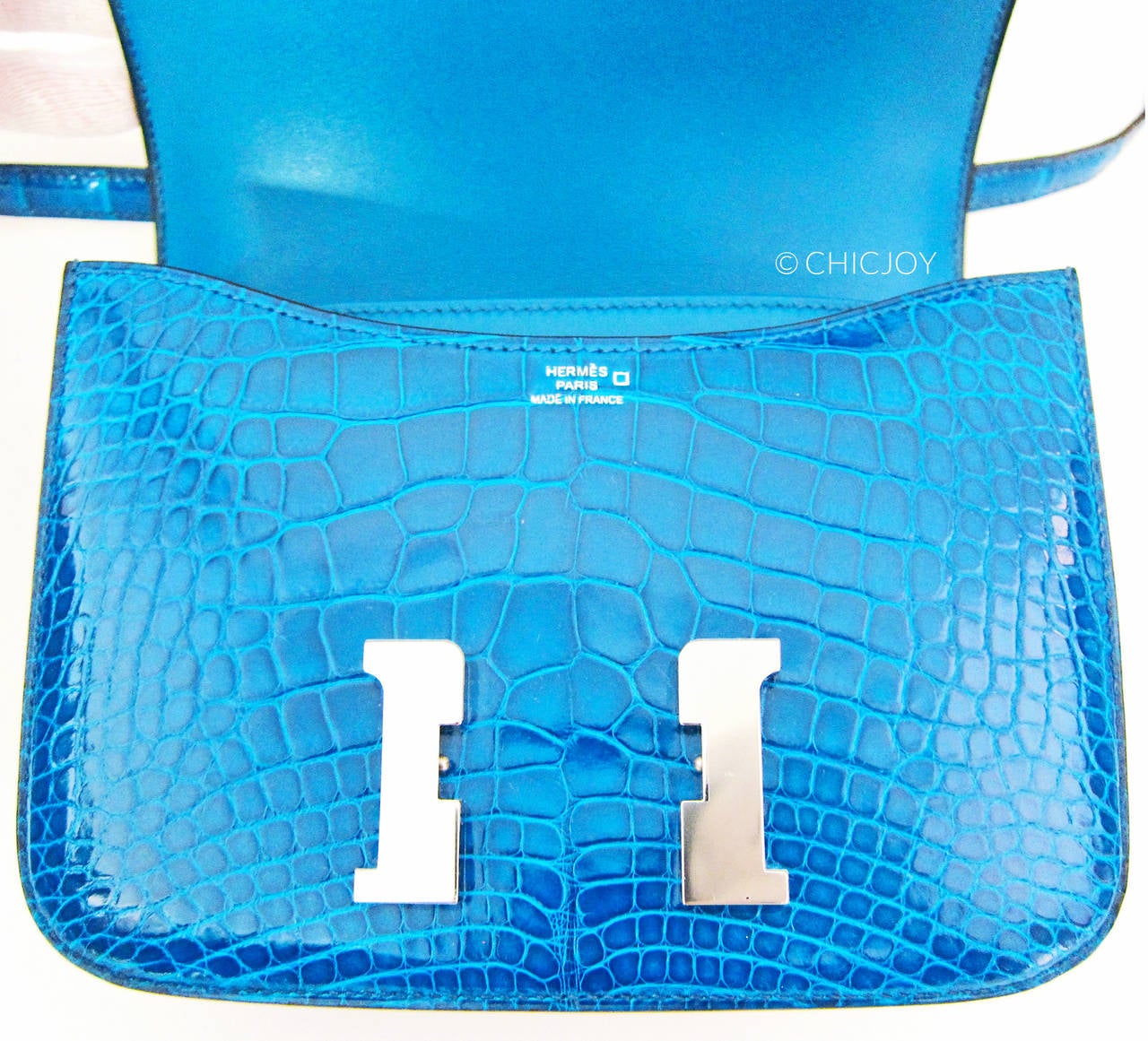 Hermes Mini Blue Izmir Constance 18cm Alligator Lisse Crocodile Bag JEWEL 3