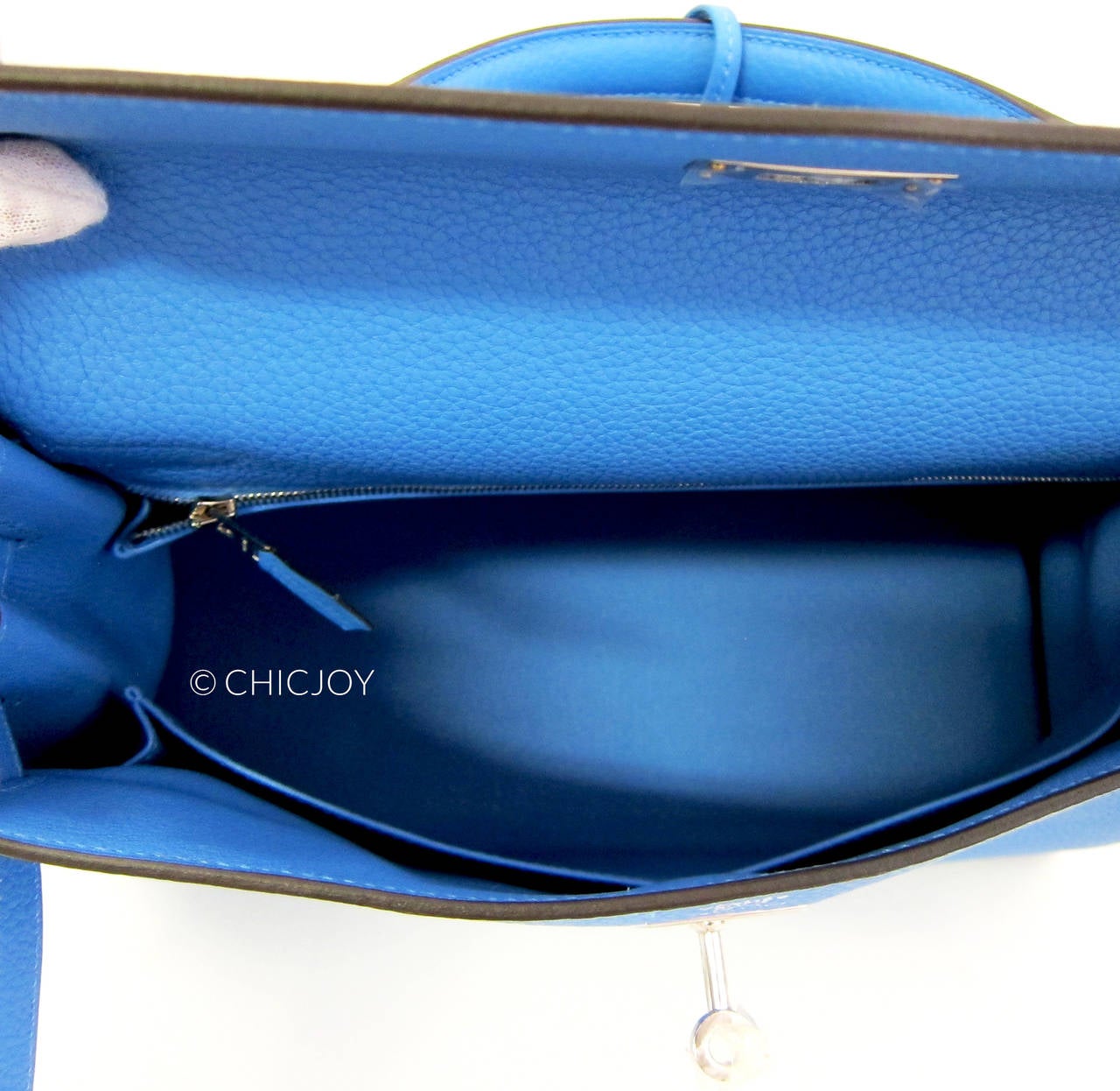 Hermes Blue Paradise 32cm Kelly Palladium Hardware Chic 1