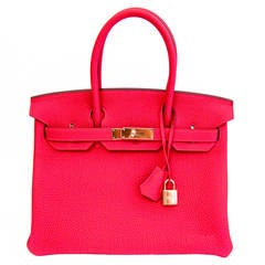 Hermes Rouge Pivoine 30cm GOLD Hardware Togo LOVELY