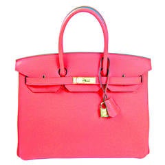 Hermes Rose Jaipur 35cm Birkin Gold Hardware GHW GLOWING