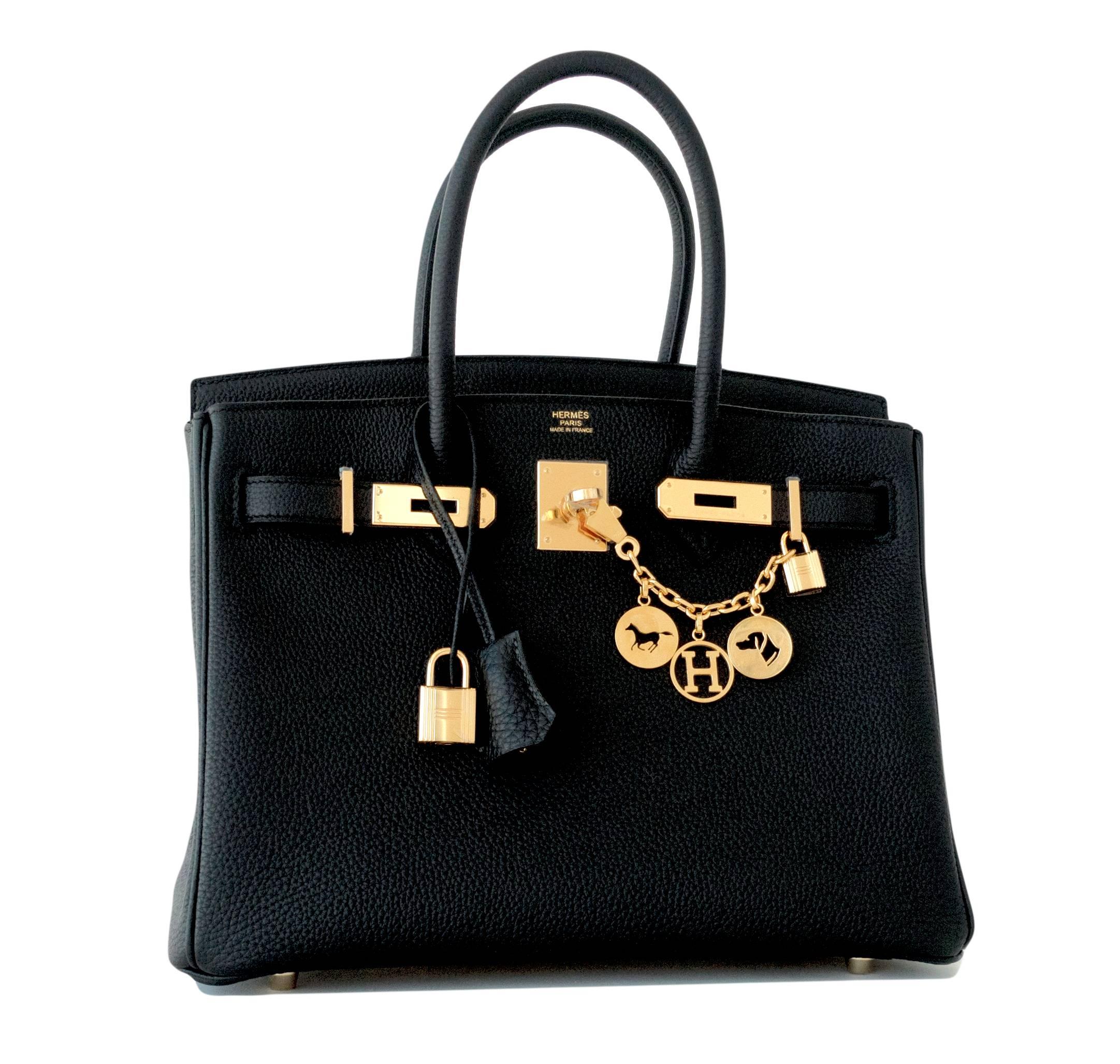 Hermes Black 30cm Birkin Togo Gold Hardware GHW Bag Tote Most Requested In New Condition In New York, NY