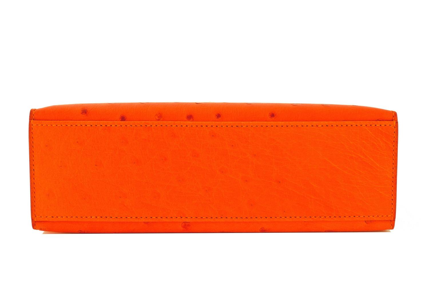 Hermes Tangerine Ostrich Mini Orange Kelly Pochette Gold Hardware ...  