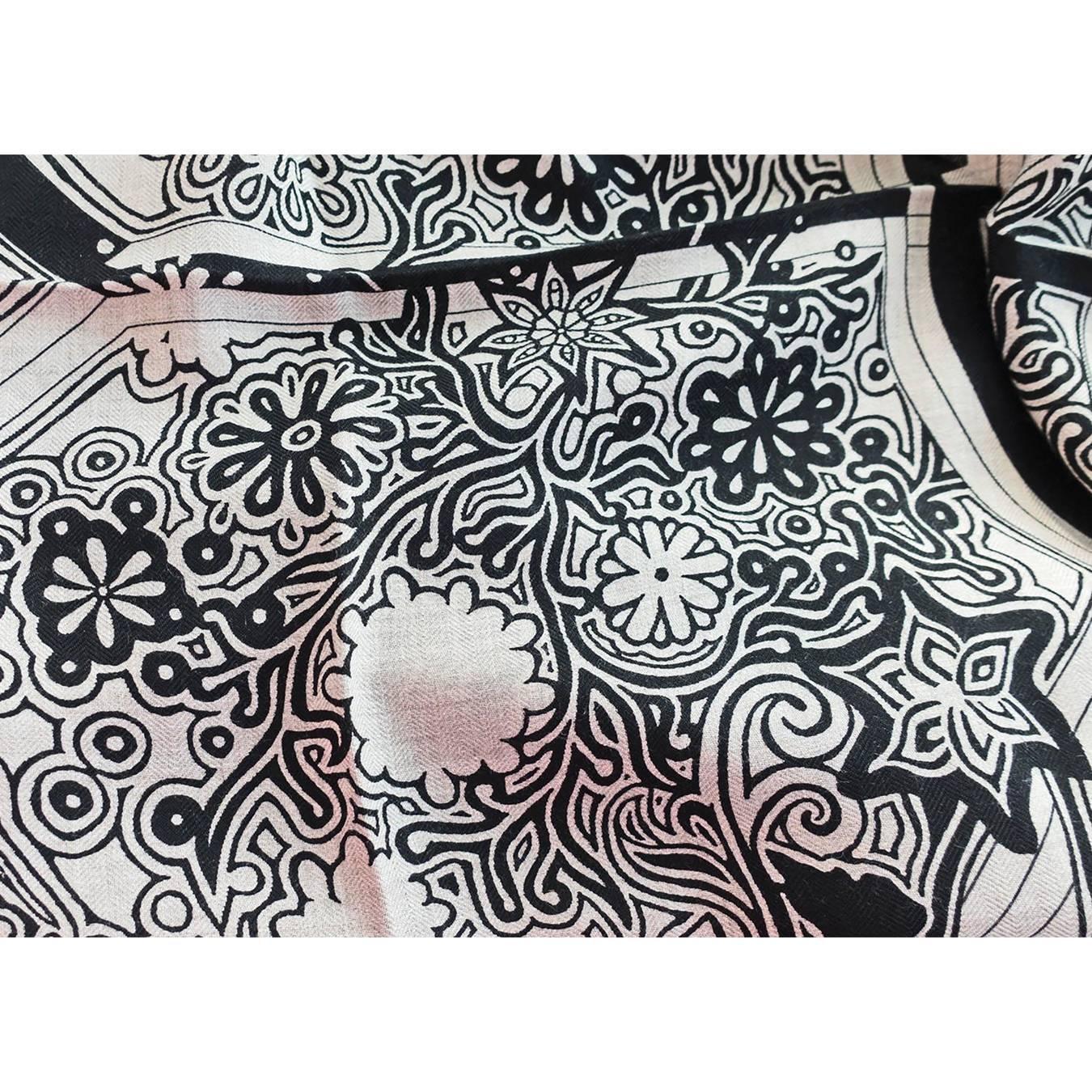 Hermes L\u0026#39;Arbre du Vent Cashmere Silk Shawl Scarf Unisex GM 140cm ...  