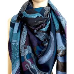 Hermes Cavalleria D'Etriers Cashmere Silk Shawl Scarf GM Fabulous