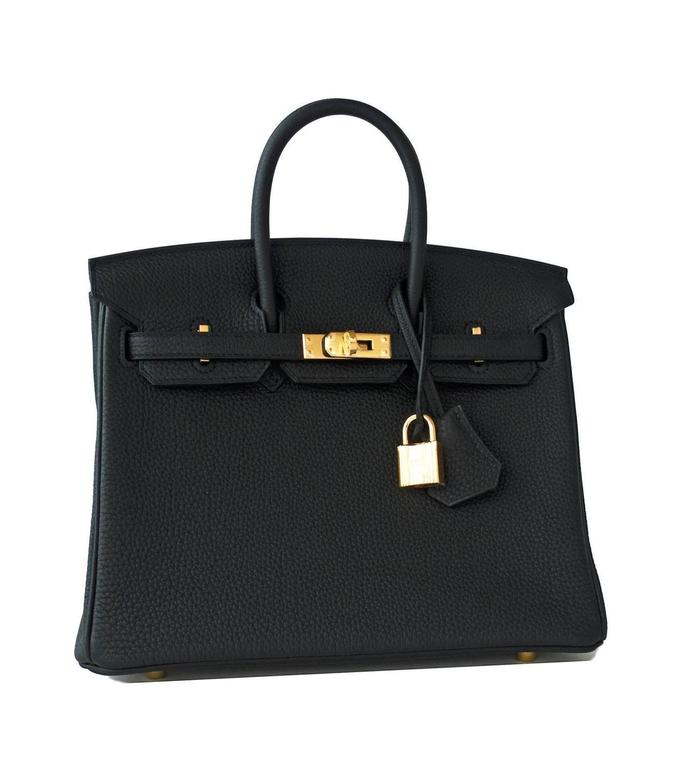 Hermes Black Baby Birkin 25cm Togo Gold GHW Satchel Jewel at 1stDibs