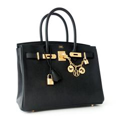 Hermes Black 30cm Birkin Epsom Gold Hardware GHW Satchel Bag Sophisticated