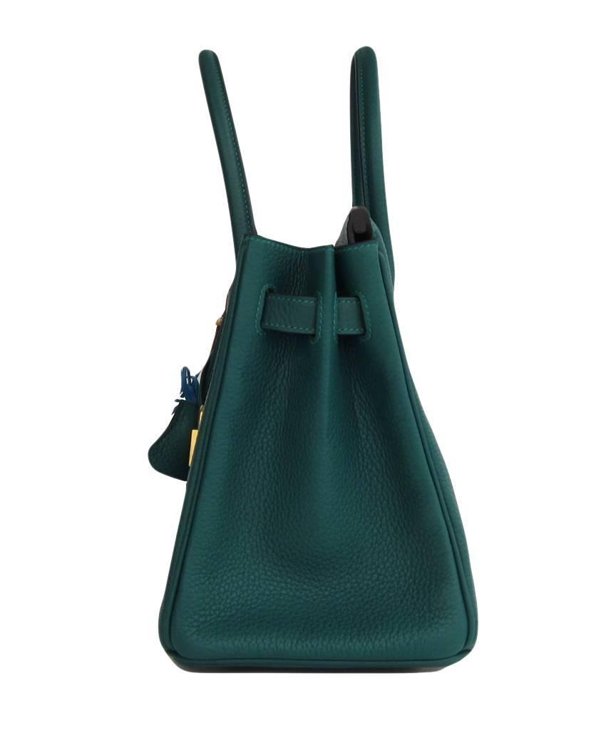 Hermes Malachite Emerald Green 30cm Birkin Gold GHW Satchel Bag ...  