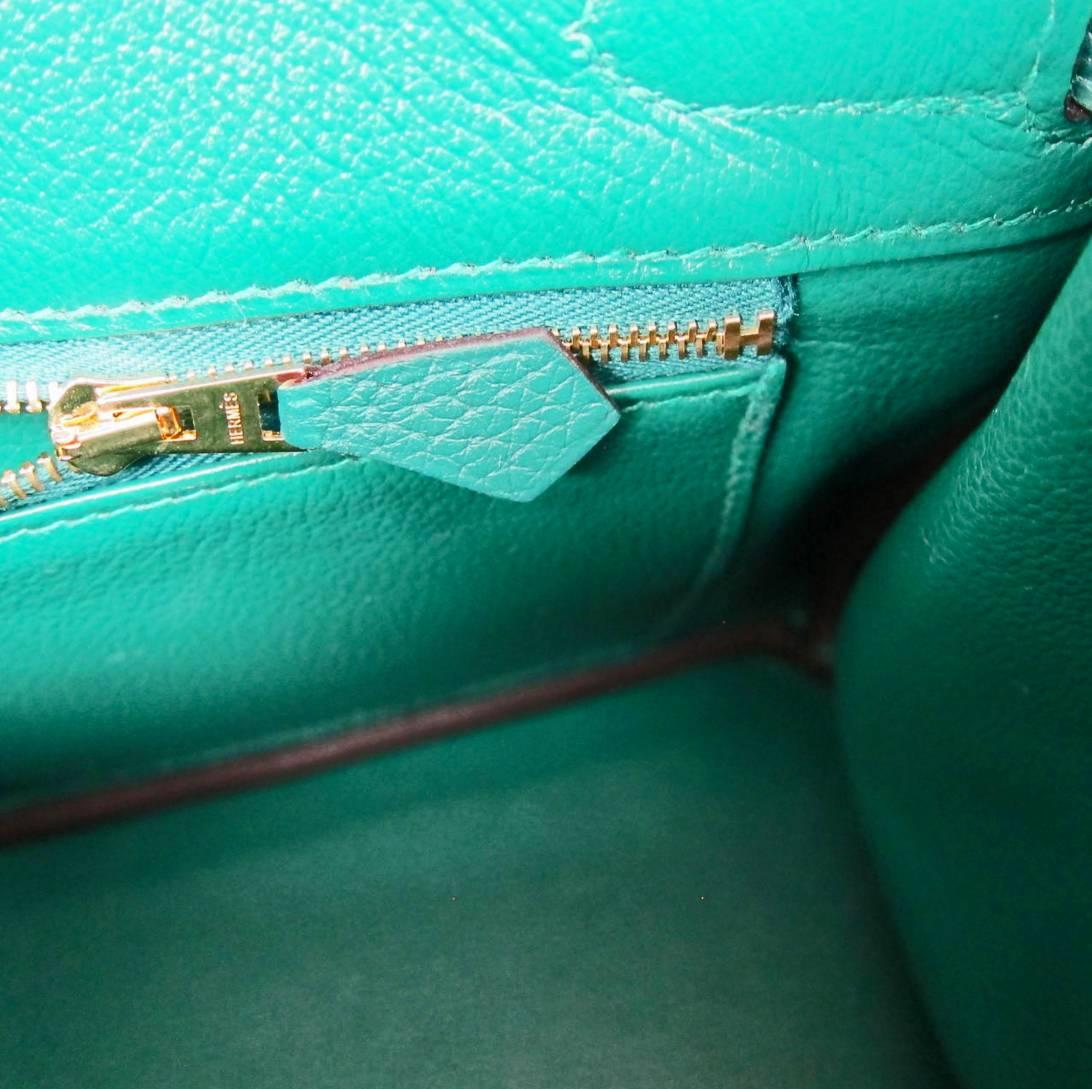 Hermes Malachite Emerald Green 30cm Birkin Gold GHW Satchel Bag ...  