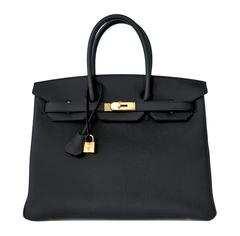 Hermes Black 35cm Birkin Togo Gold Hardware GHW Tote Bag Power Birkin