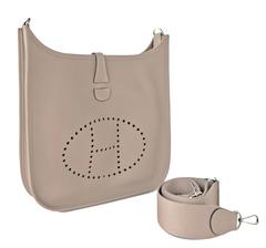 Hermes Gris Tourterelle Evelyne PM Messenger Leather Messenger Bag Chic