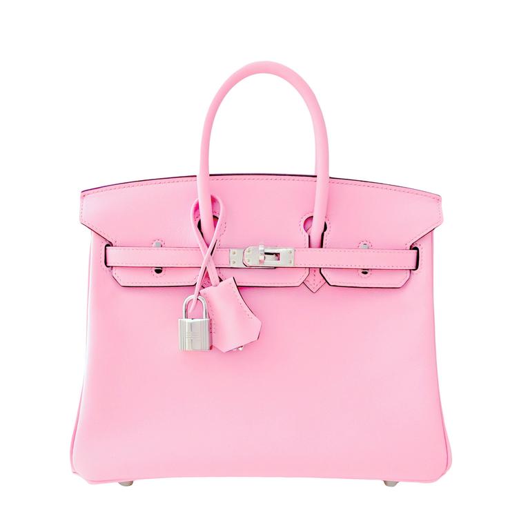 Hermes Rose Sakura Kelly Pochette Bag Swift Palladium Hardware - Chicjoy