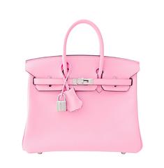 Hermes Rose Sakura Pink 25cm Swift Leather Birkin Satchel Bag Jewel