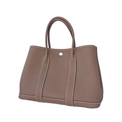 Hermes Etoupe TPM Leather Garden Party Tres Petite Modele Tote Bag 30cm Rare