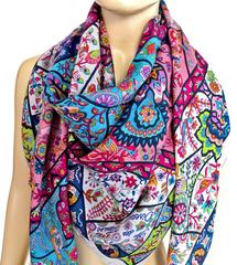 Hermes Au Pays des Oiseaux Fleurs Cashmere Silk Shawl GM Scarf Spring