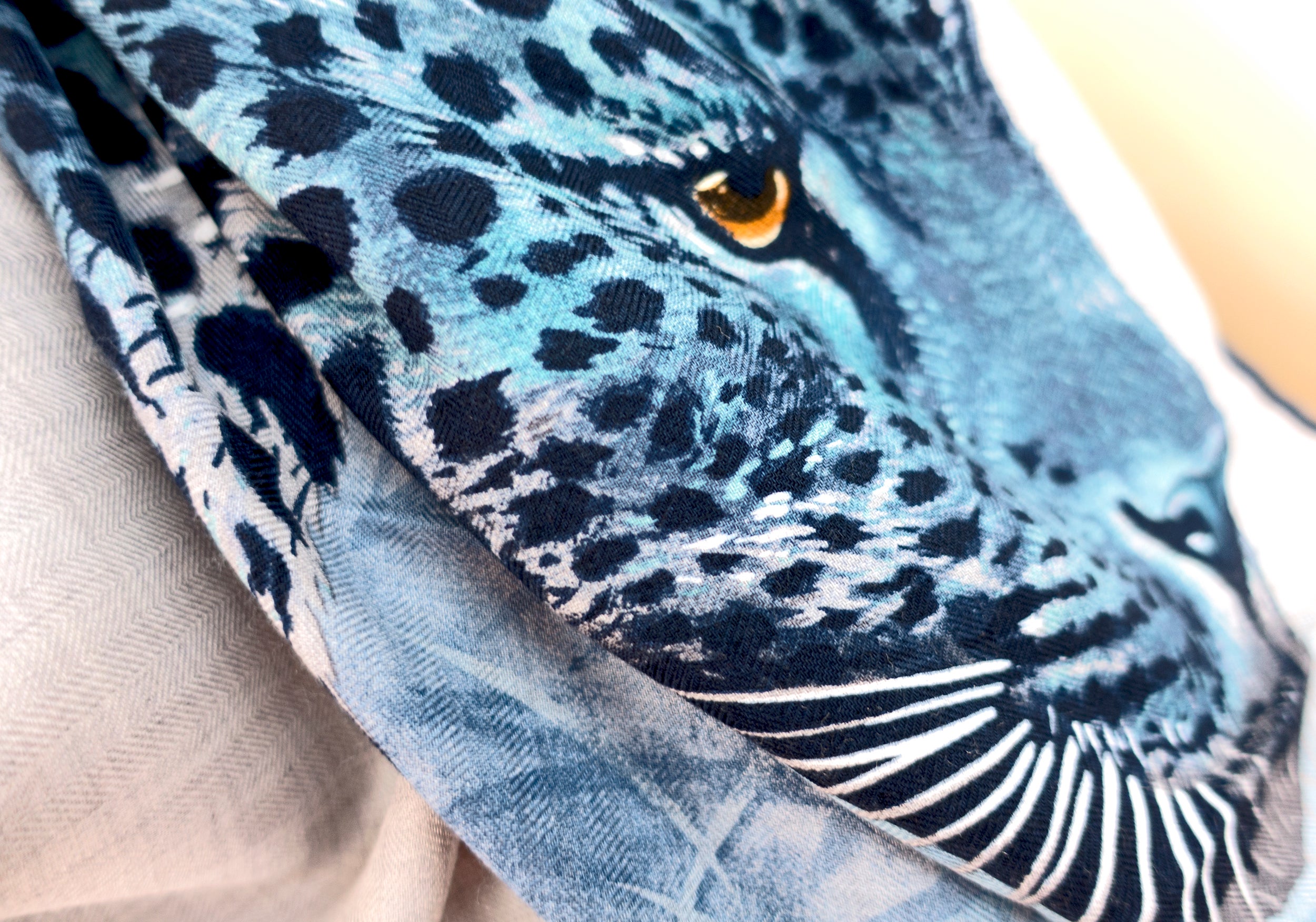 Hermes Blue Grey Panther Cashmere Silk Shawl Scarf Carre GM Amaze Spring at  1stDibs | hermes blue scarf