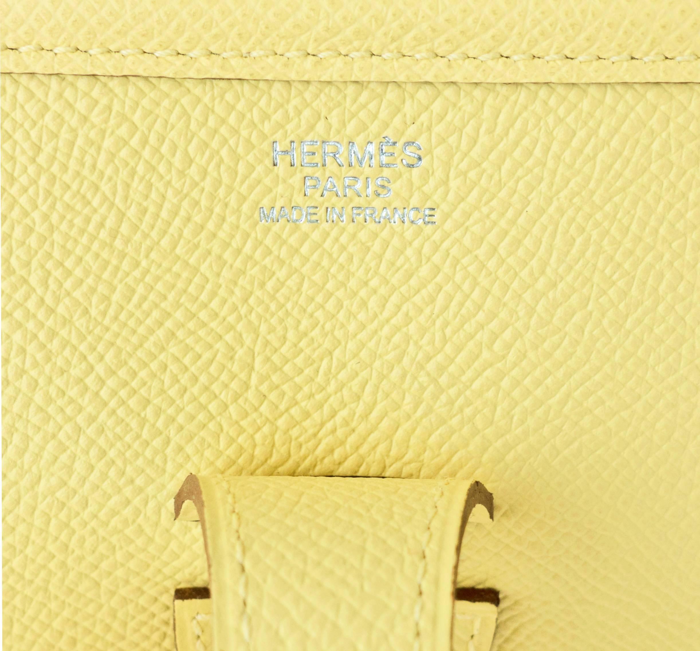 Yellow Hermes Jaune Poussin Evelyne PM Messenger Leather Bag Perfect for Summer!