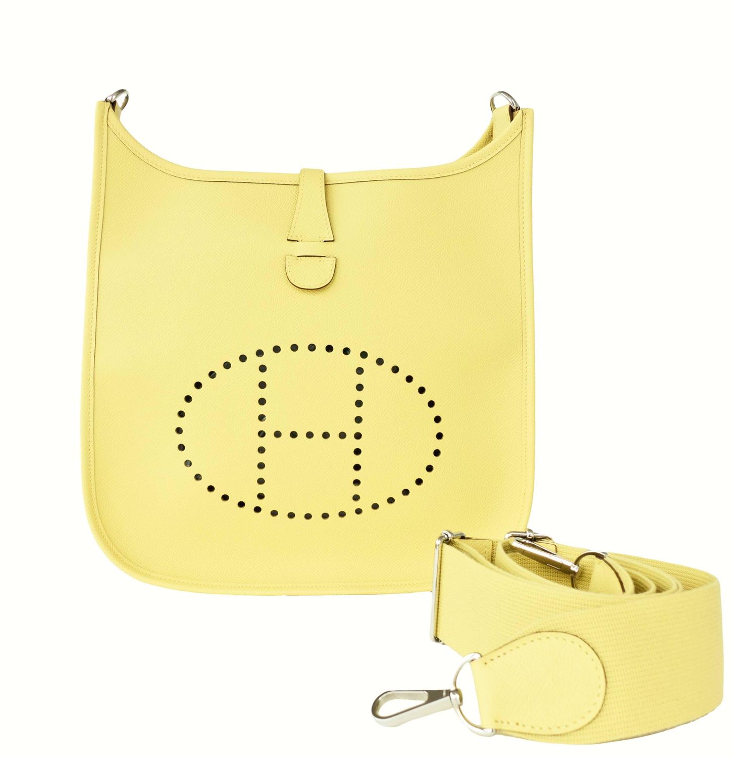 Hermes Jaune Poussin Evelyne PM Messenger Leather Bag Perfect for ...