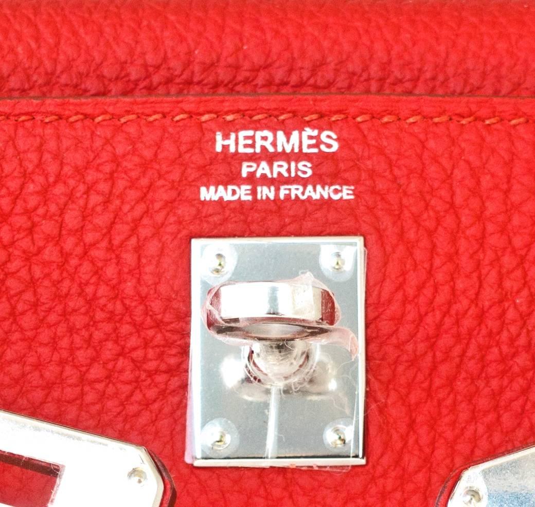 Hermes Vermillion 25cm Lipstick Red Togo Mini Kelly Bag Palladium Rare Jewel In New Condition In New York, NY