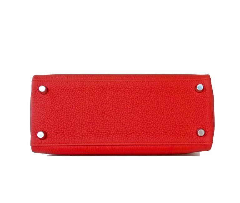 Hermes Vermillion 25cm Lipstick Red Togo Mini Kelly Bag Palladium