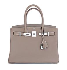 Hermes Etoupe Togo 30cm Birkin Palladium Hardware Bag Iconic 2016 Production