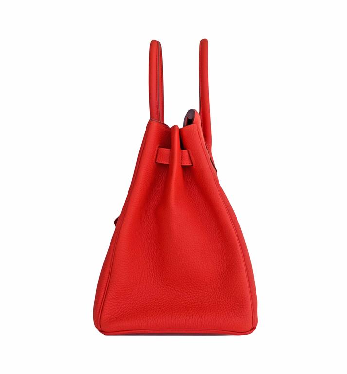 Hermes Capucine Red-Orange 35cm Togo Birkin Gold GHW Tote Bag Gorgeous ...