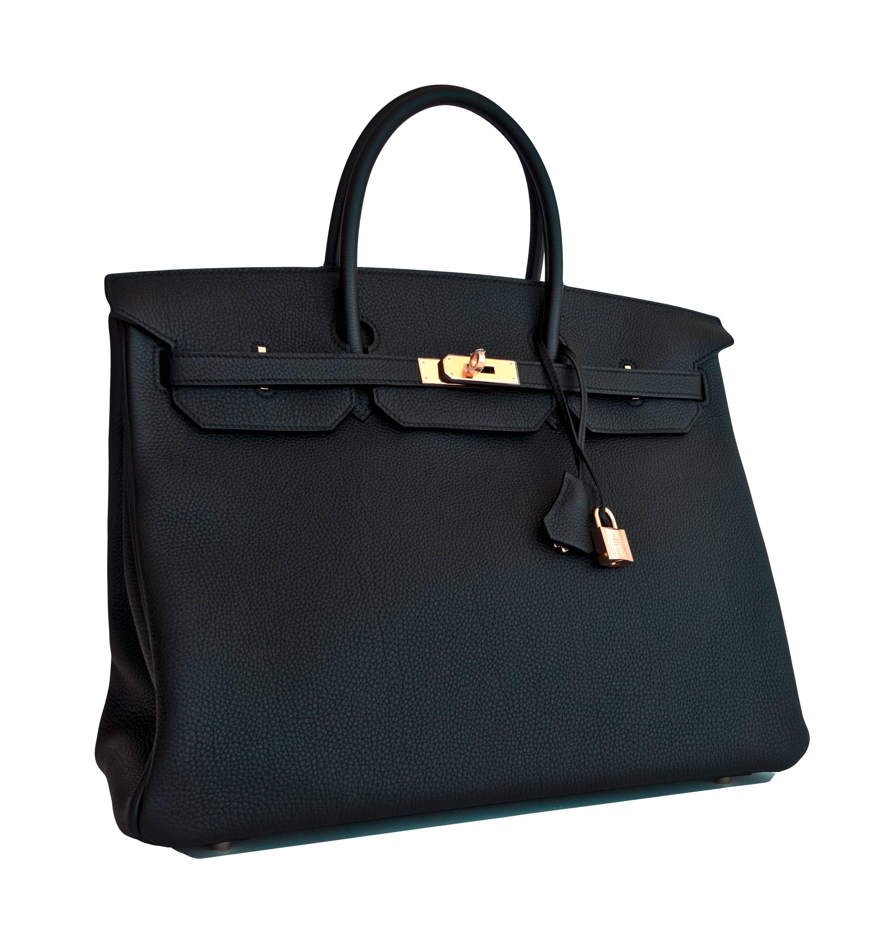 Hermes Black 40cm Togo Birkin Gold Hardware GHW Power Birkin In New Condition In New York, NY