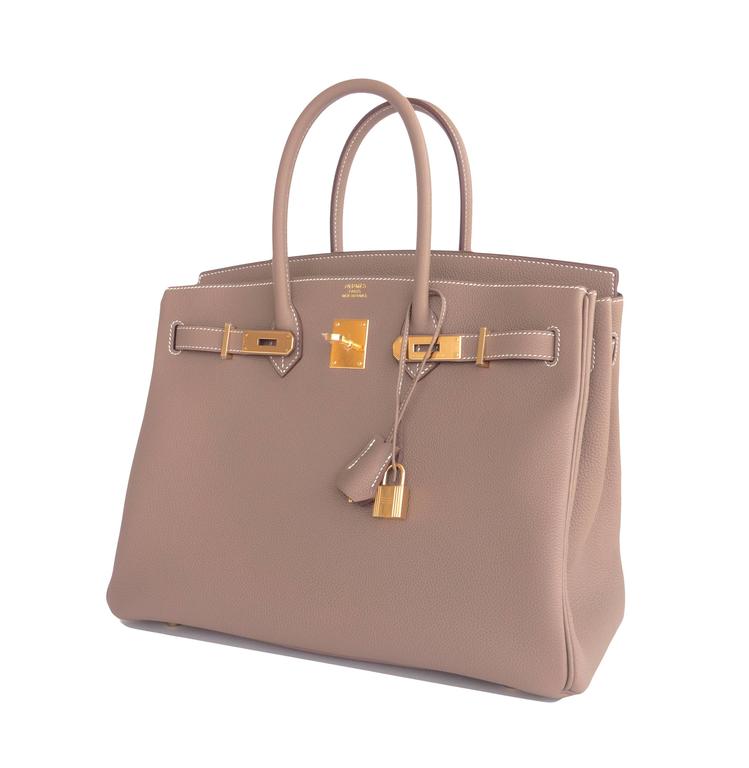 Hermes Etoupe Togo 35cm Birkin Gold Hardware GHW Tote Bag at 1stDibs |  hermes signature bag, birkin etoupe gold hardware