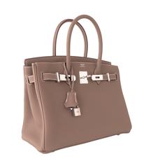Hermes Etoupe Togo 30cm Birkin Palladium PHW Bag 2016 Production