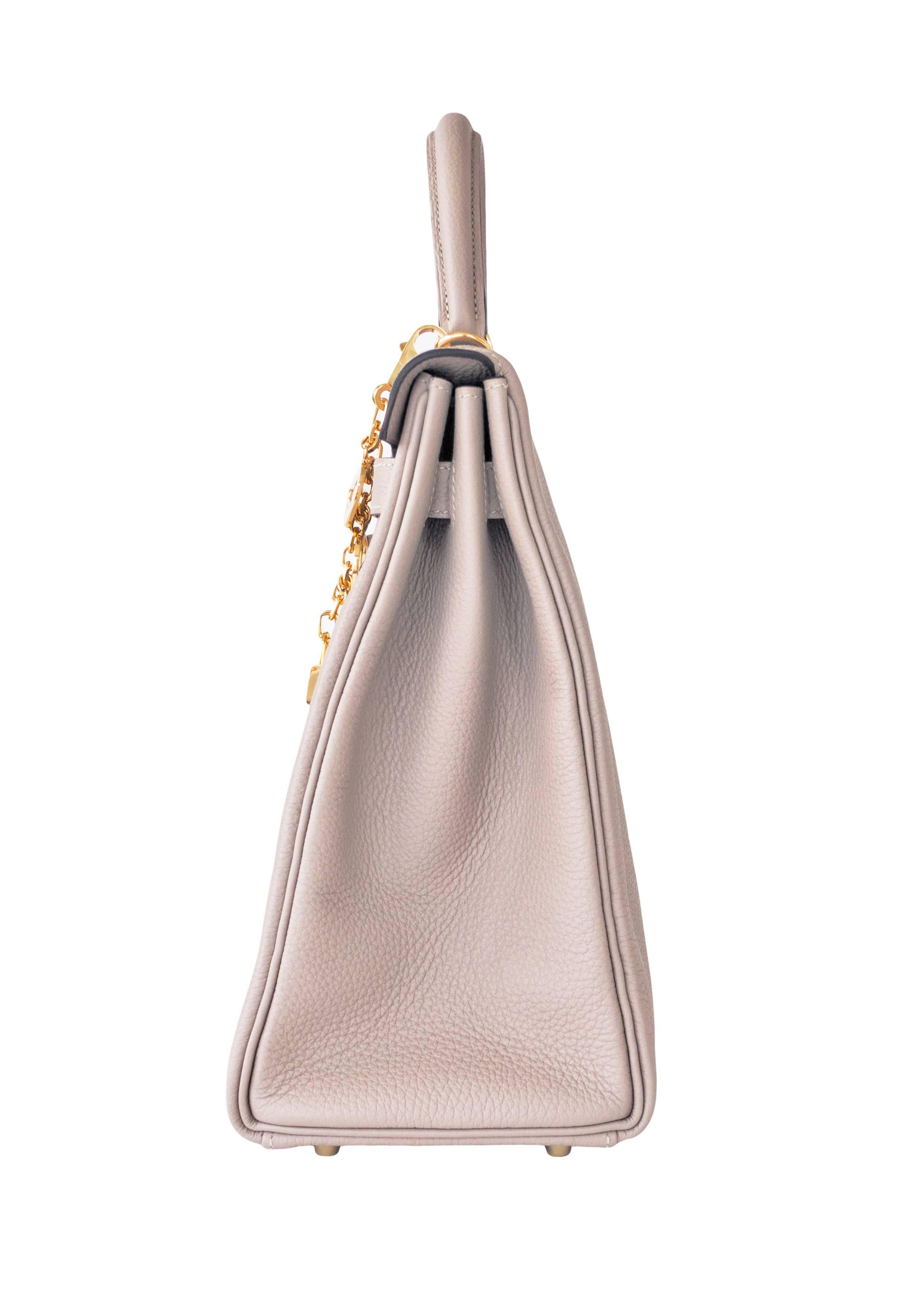 Hermes Gris Tourterelle Togo Dove Grey Kelly 35cm Gold Shoulder Bag Elegant 1
