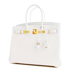 Hermes White Gold 35cm Birkin GHW Fresh 2016 Bag Interior X Stamp Hamptons!