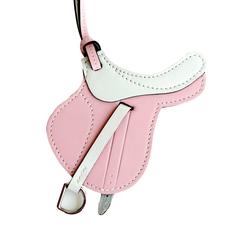 Hermes Rose Sakura White Pink Blanc Bi-Color Saddle Paddock Flot Bag Charm