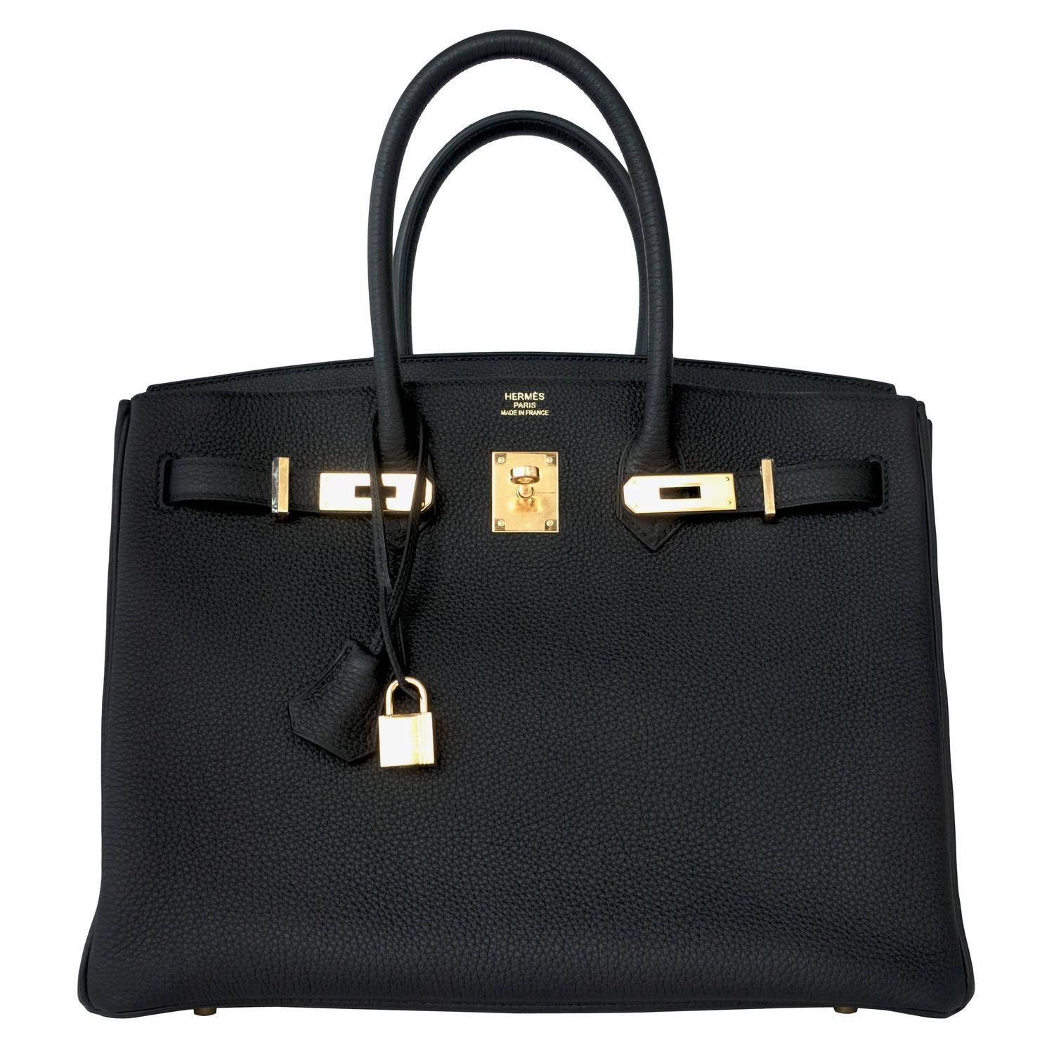 Celeb Fave Hermes Black Togo 35cm Birkin Gold Hardware GHW Power Birkin 5