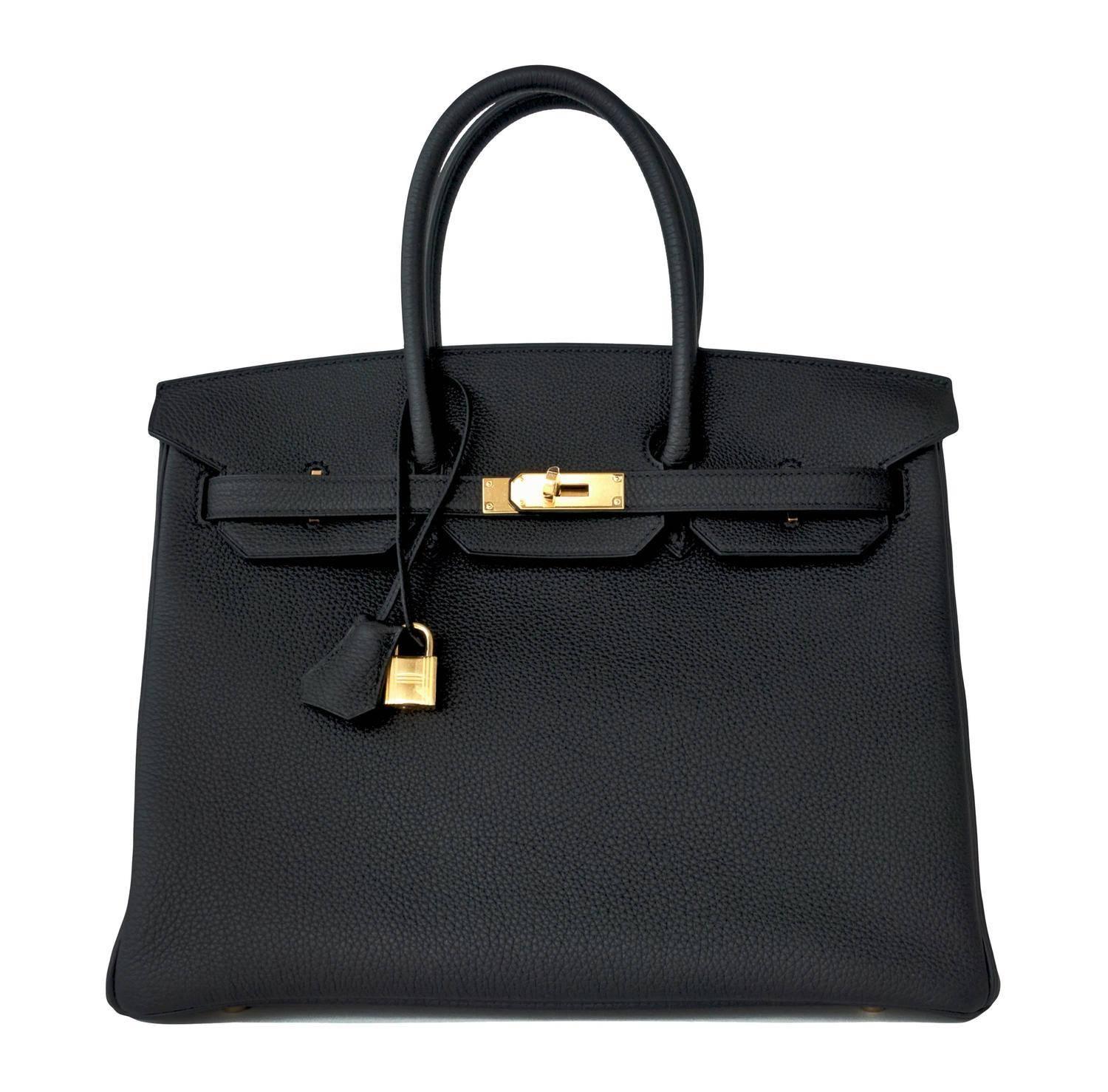 Celeb Fave Hermes Black Togo 35cm Birkin Gold Hardware GHW Power Birkin In New Condition In New York, NY