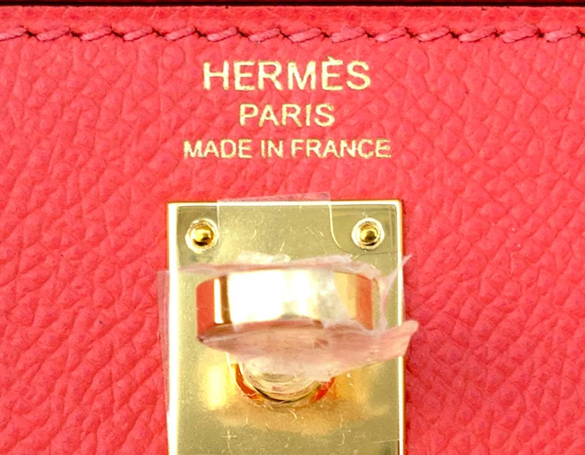 Hermes 25cm Rose Jaipur Coral Pink Red Sellier Epsom Kelly Bag Gold Jewel   2
