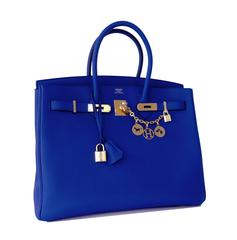 Hermes Blue Electric 35cm Togo Birkin Gold Hardware GHW Amazing