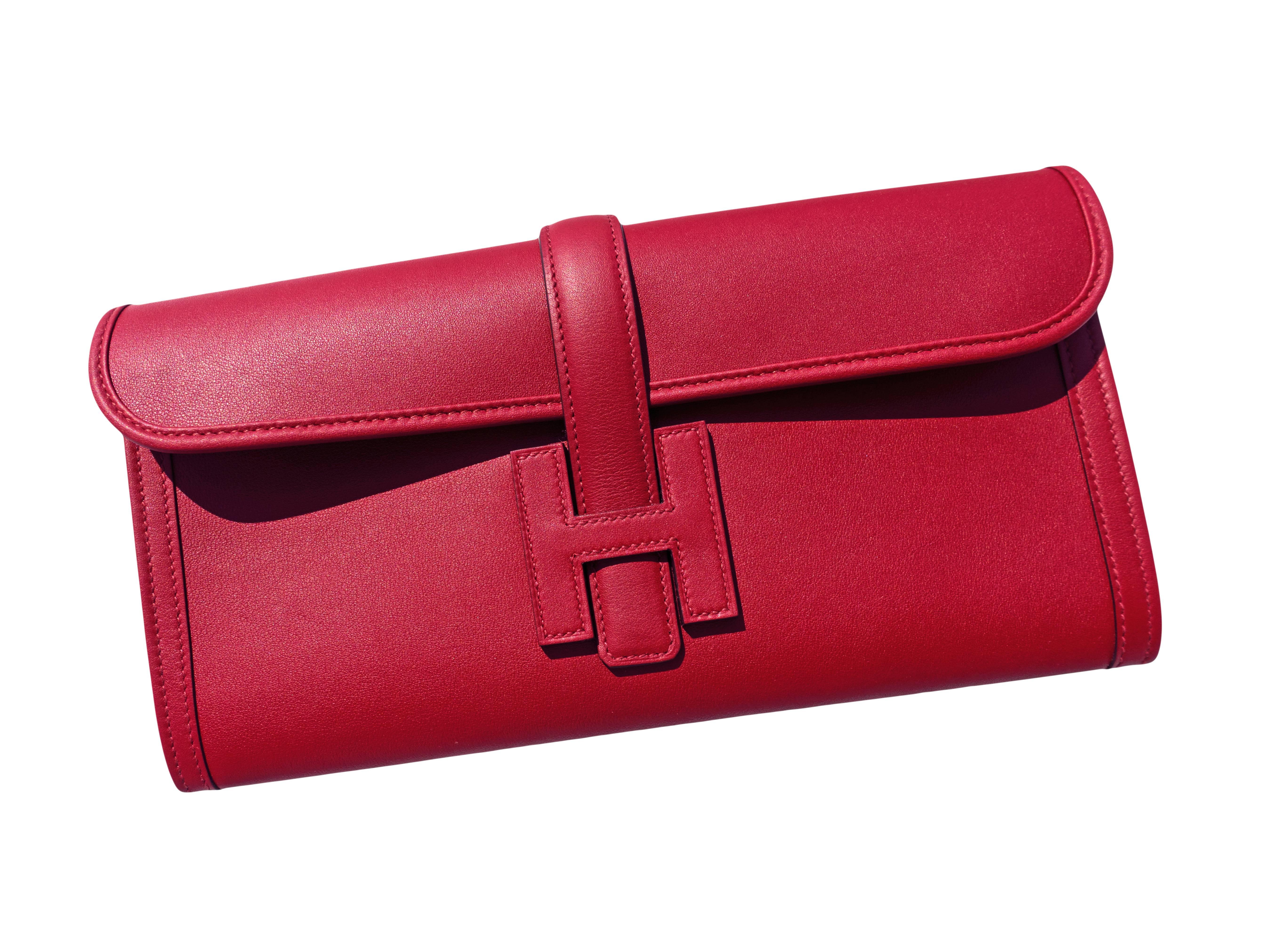 Hermes Rouge Grenat Jige Elan Clutch 29cm Red Garnet Jewel
Perfect Gift!  Brand New in Box.
2016 store fresh bag with interior X stamp.
Comes in full set with Hermes dust bag and Hermes box.
The latest color Rouge Grenat is a must-have 