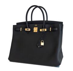 Hermes Black Togo 40cm Birkin Gold Hardware GHW Power Birkin