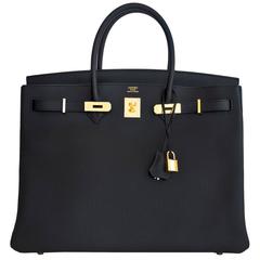 Hermès Black Togo 40cm Birkin Gold Hardware GHW Power Birkin