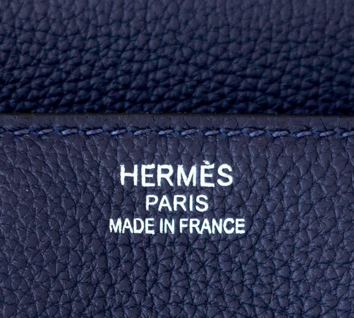 Women's or Men's Hermes Navy Blue Nuit Togo 35cm Birkin Palladium Hardware Jewel-Toned Navy 