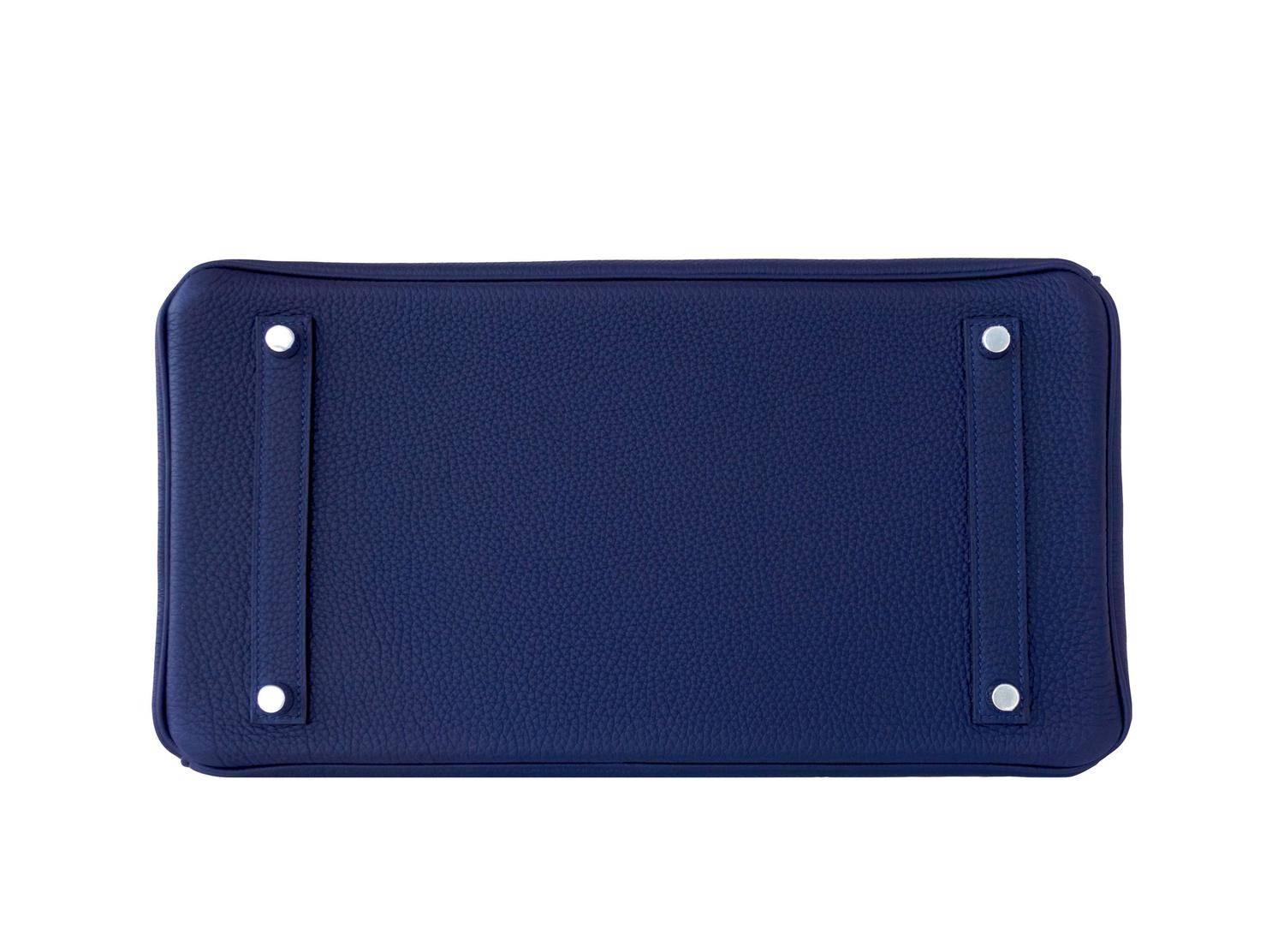 Hermes Navy Blue Nuit Togo 35cm Birkin Palladium Hardware Jewel-Toned Navy In New Condition In New York, NY