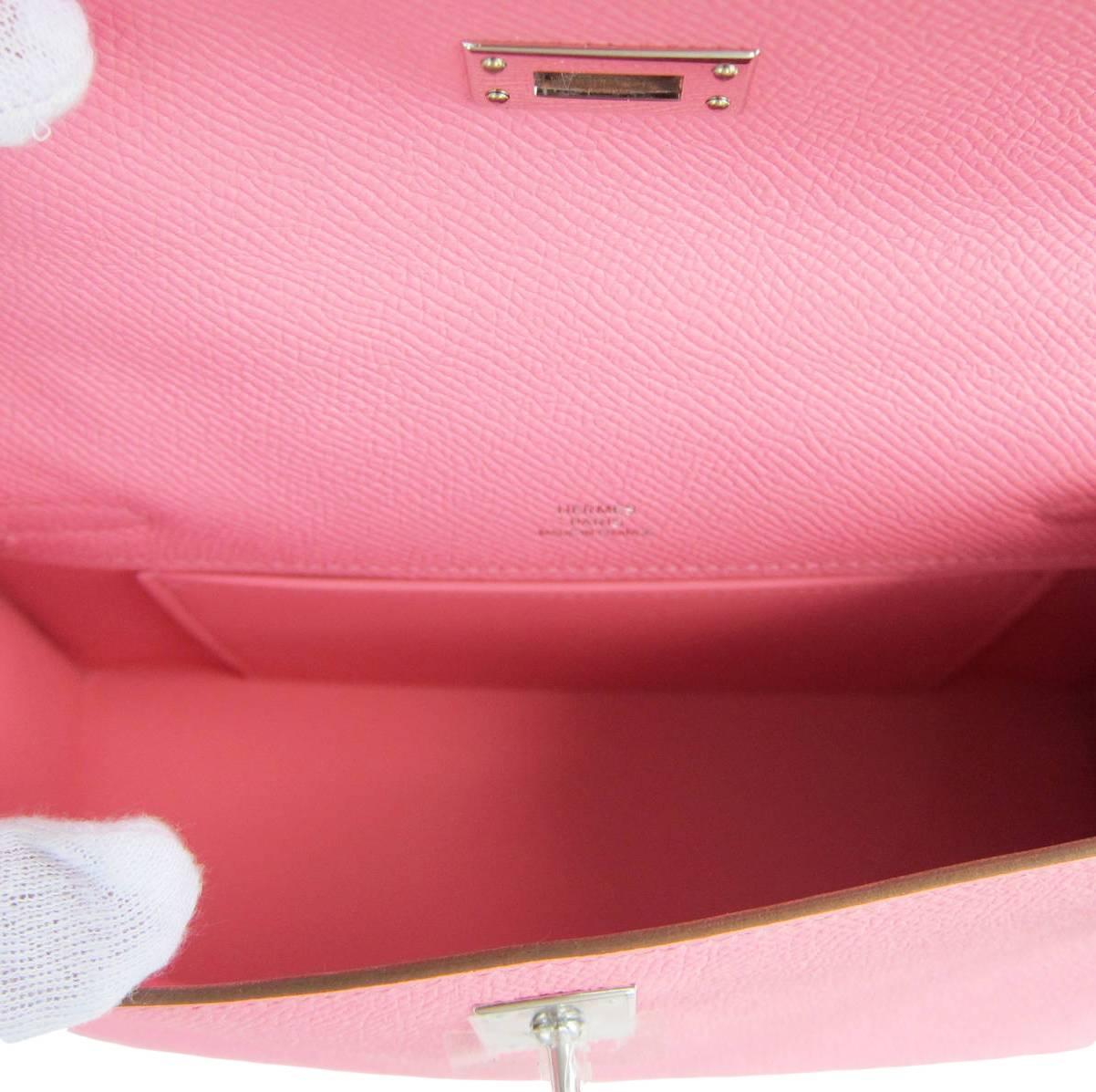 Hermes Rose Confetti Pink Epsom Kelly Pochette Clutch Bag Love   3