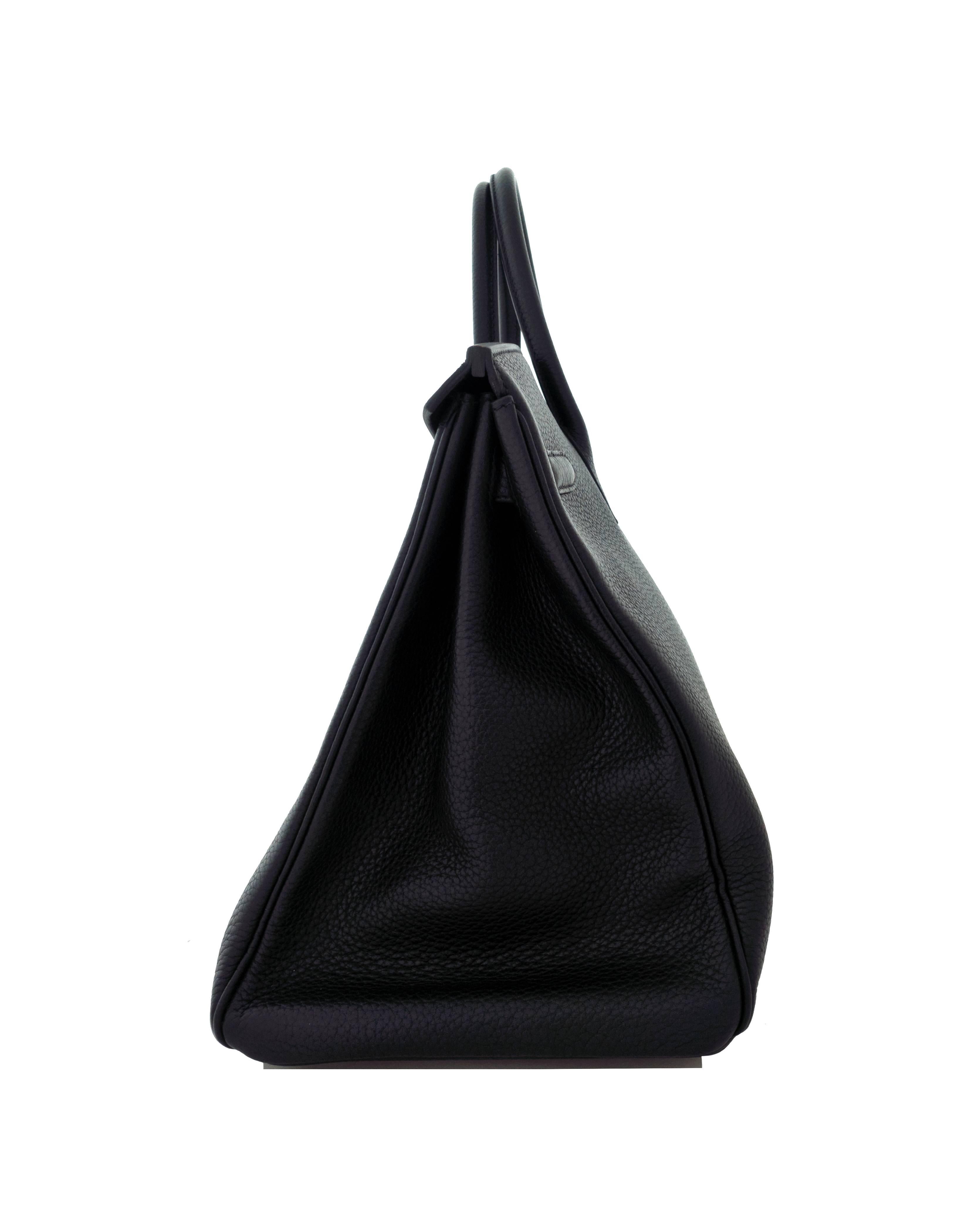 Hermes Black 40cm Fjord Birkin Gold Hardware GHW Leather Unisex Power Birkin 3