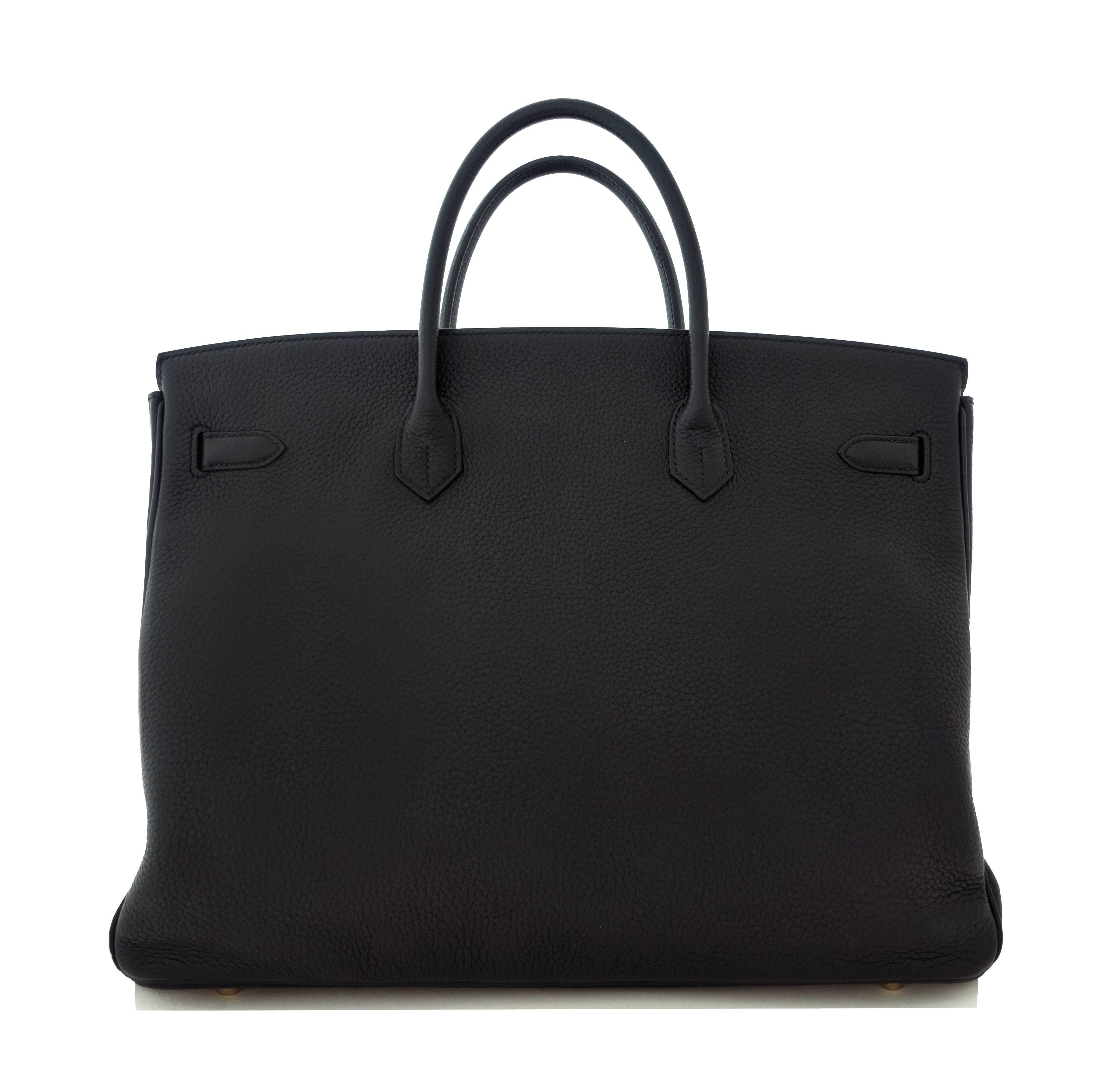 Hermes Black 40cm Fjord Birkin Gold Hardware GHW Leather Unisex Power Birkin 1