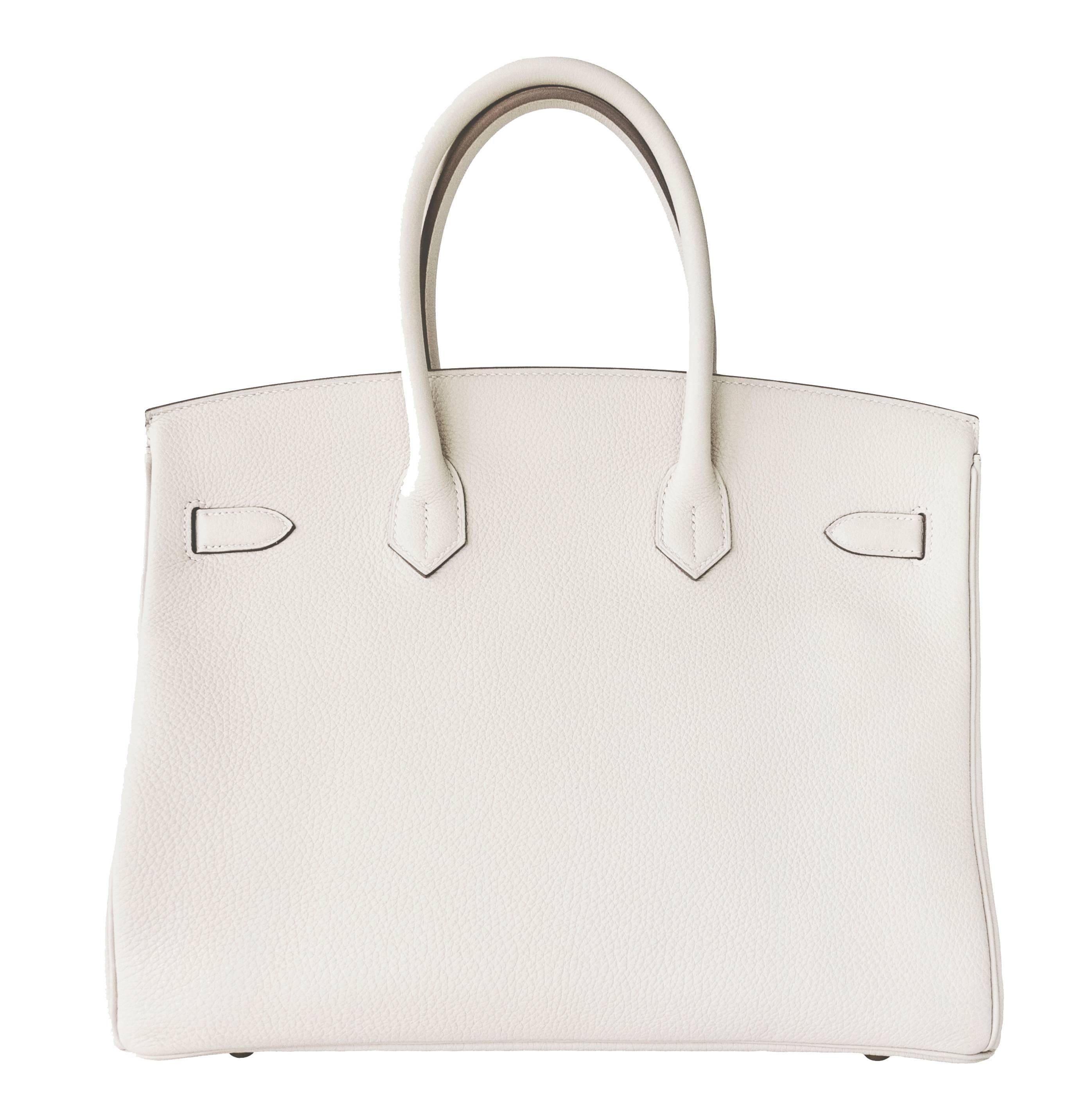 Women's or Men's Celeb Fave Hermes Craie 35cm Togo Birkin Gold GHW Chalk Off White Bag