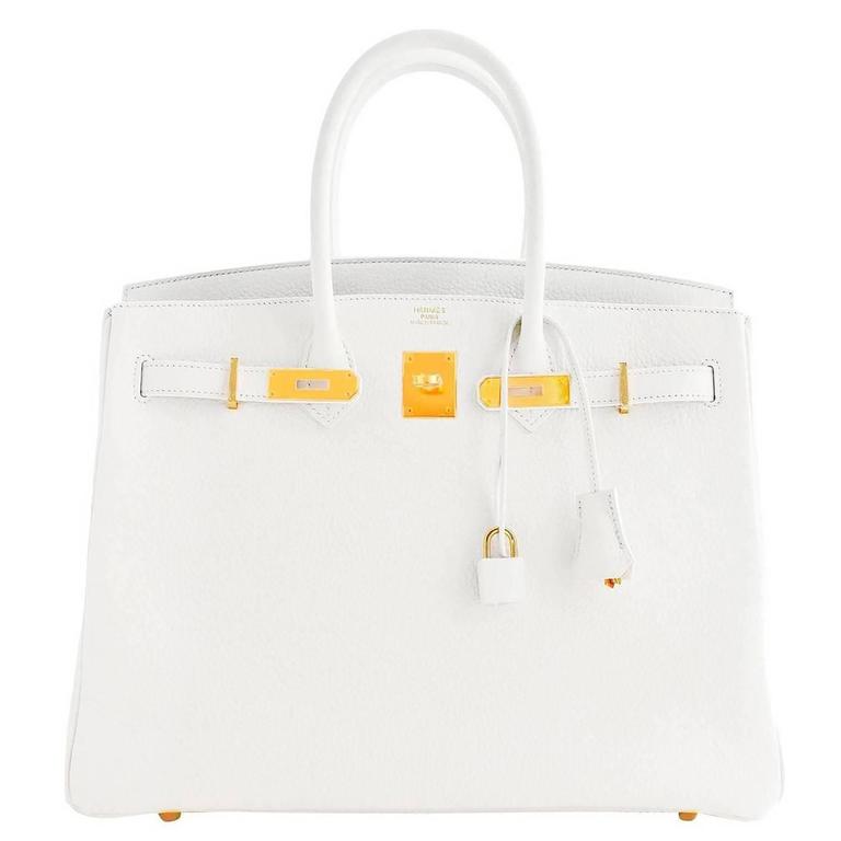 Hermes White 35cm Leather Birkin Gold Hardware New 2016 X Stamp For