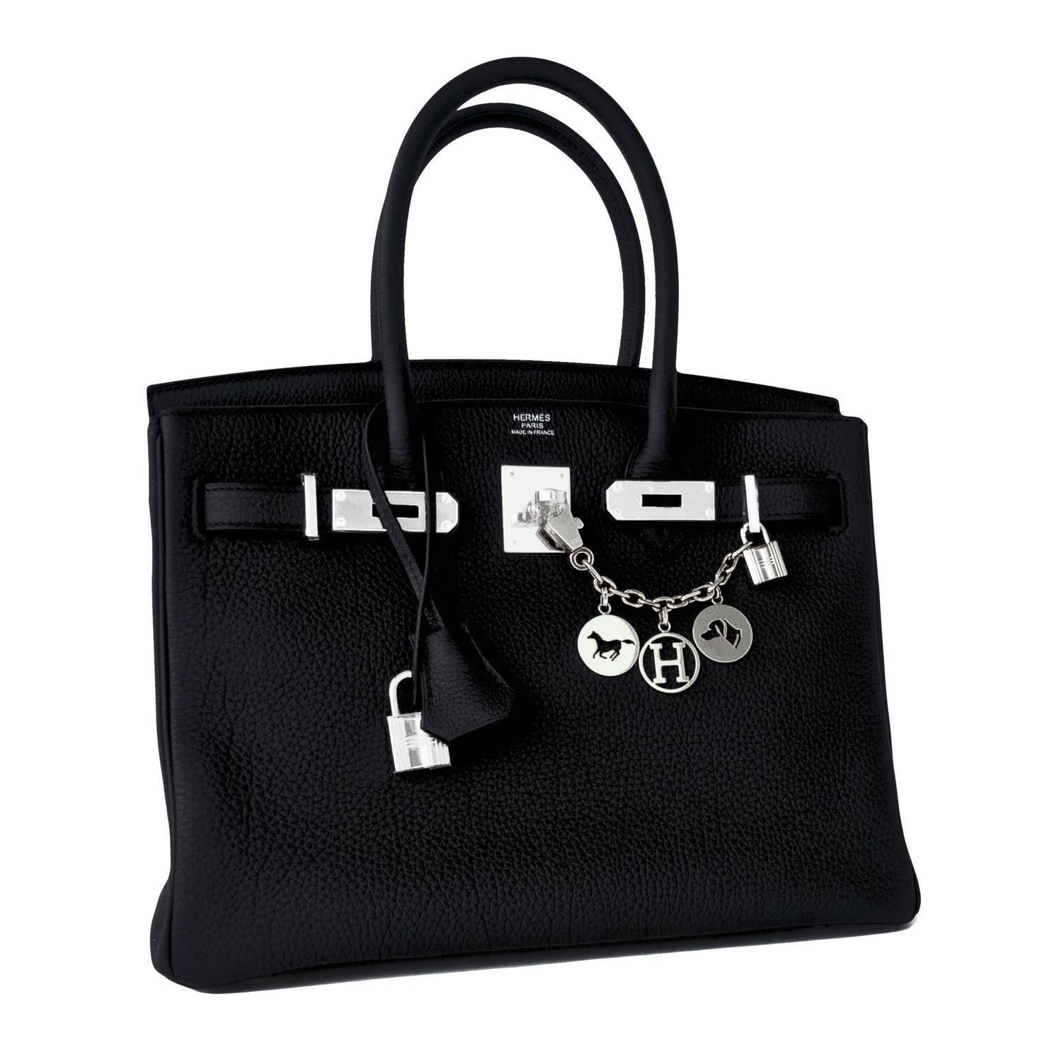 Women's Fashionista Hermes Black Togo 30cm Birkin Palladium Hardware Bag 2016 X Stamp