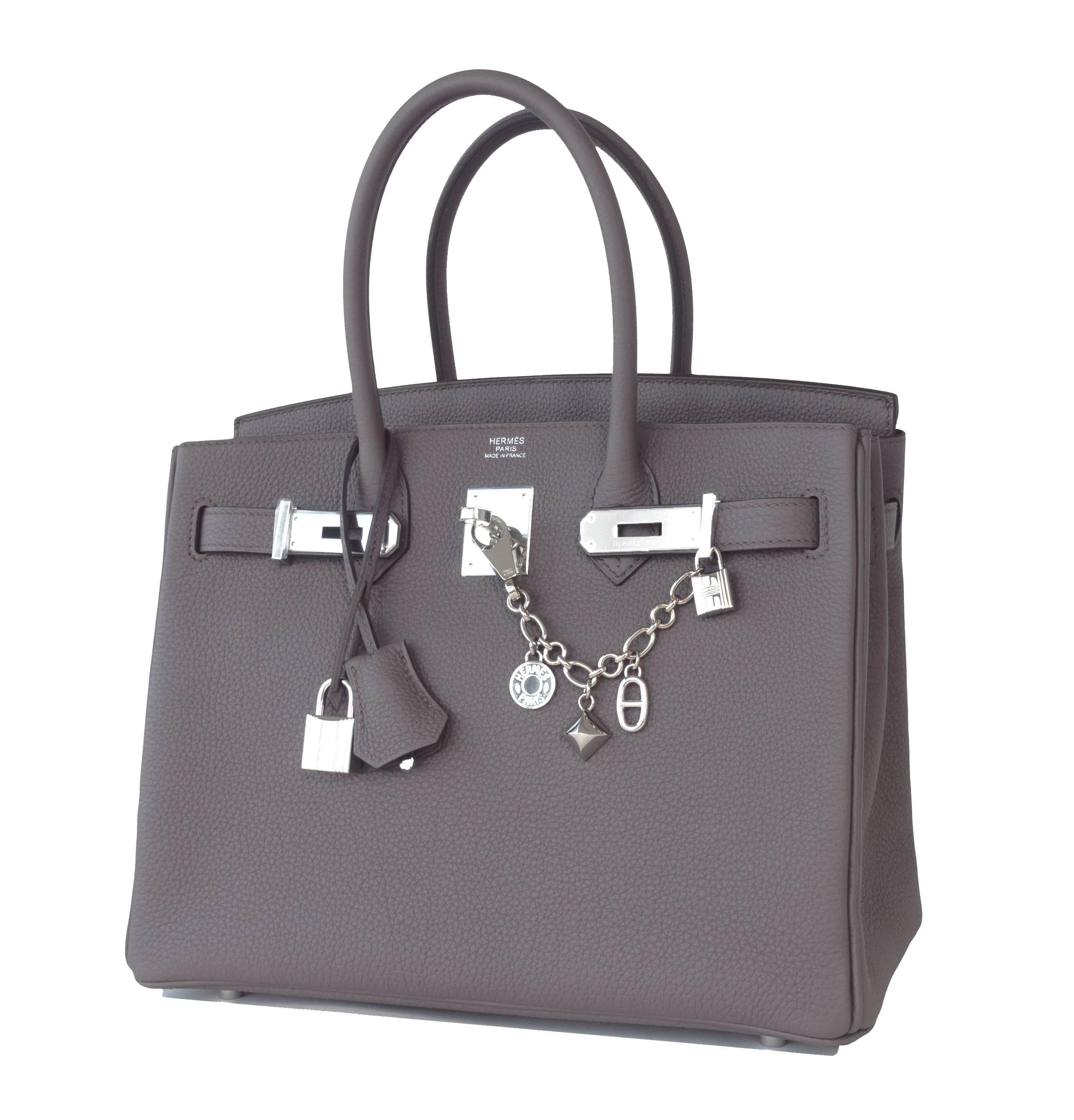 Hermes Etain Togo 30cm Birkin Palladium Hardware PHW X Stamp 
Brand New in Box. Store fresh. Pristine condition (with plastic on hardware). 
Just purchased from Hermes store; bag bears new 2016 interior X Stamp. 
Perfect gift! Comes with keys,