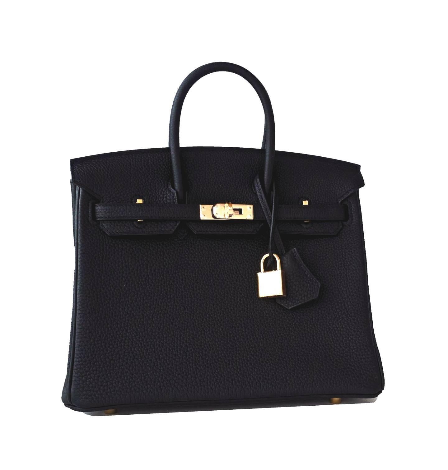 Hermes Black Baby Birkin 25cm Togo Gold GHW Satchel Jewel
Brand New in Box. Store Fresh. Pristine Condition (with plastic on hardware)
Just purchased from Hermes store; bag bears new 2016 interior X stamp.
Perfect gift! Comes full set with keys,