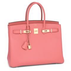 Divine Hermes Flamingo Peach Pink 35cm Birkin Epsom Gold Hardware